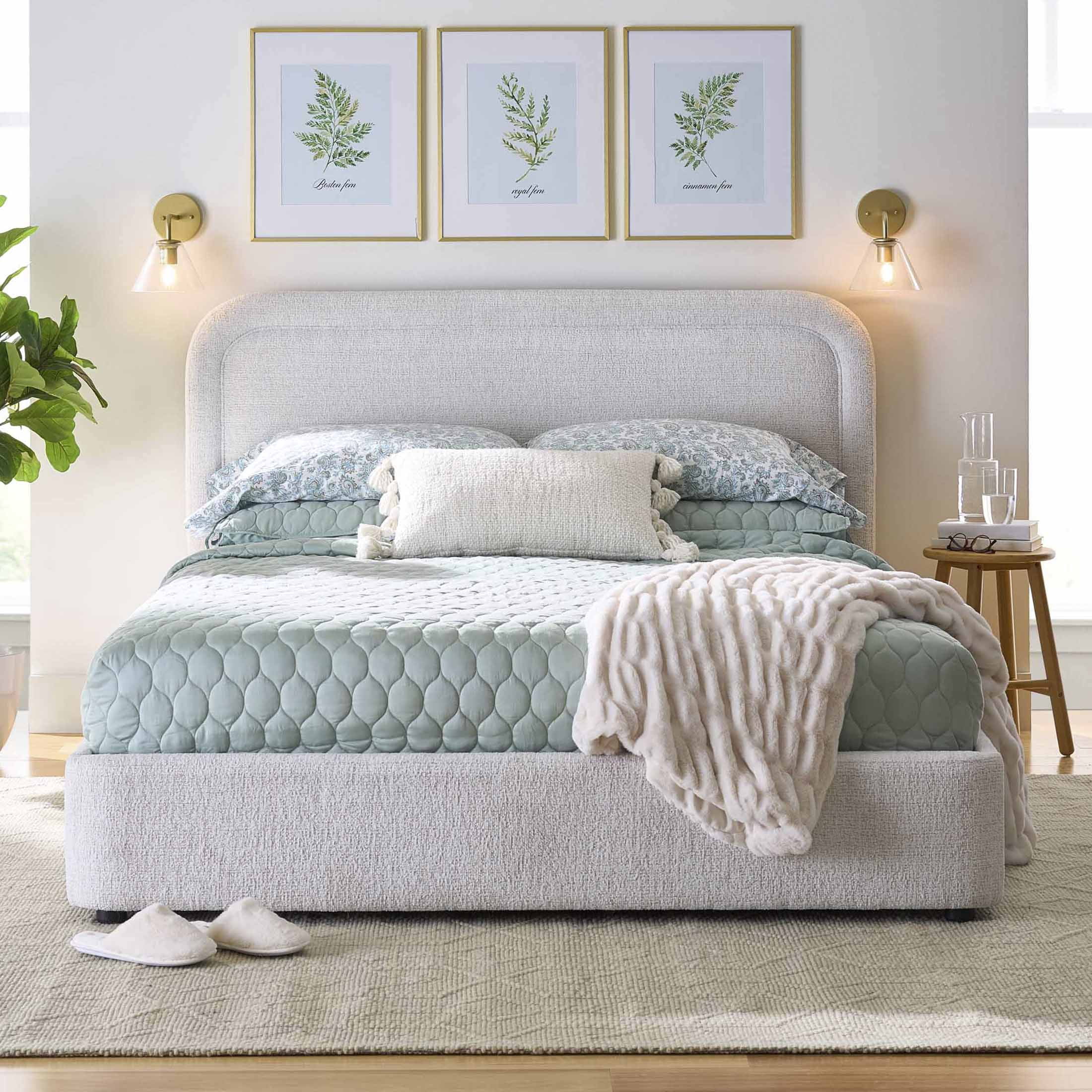 Lit plateforme double Juliet en tissu bouclé – Better Homes & Gardens, couleur ivoire