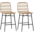 thumbnail image 1 of HOMCOM Rattan Counter Height Bar Stools Set of 2 Barstools with Back Brown, 1 of 10