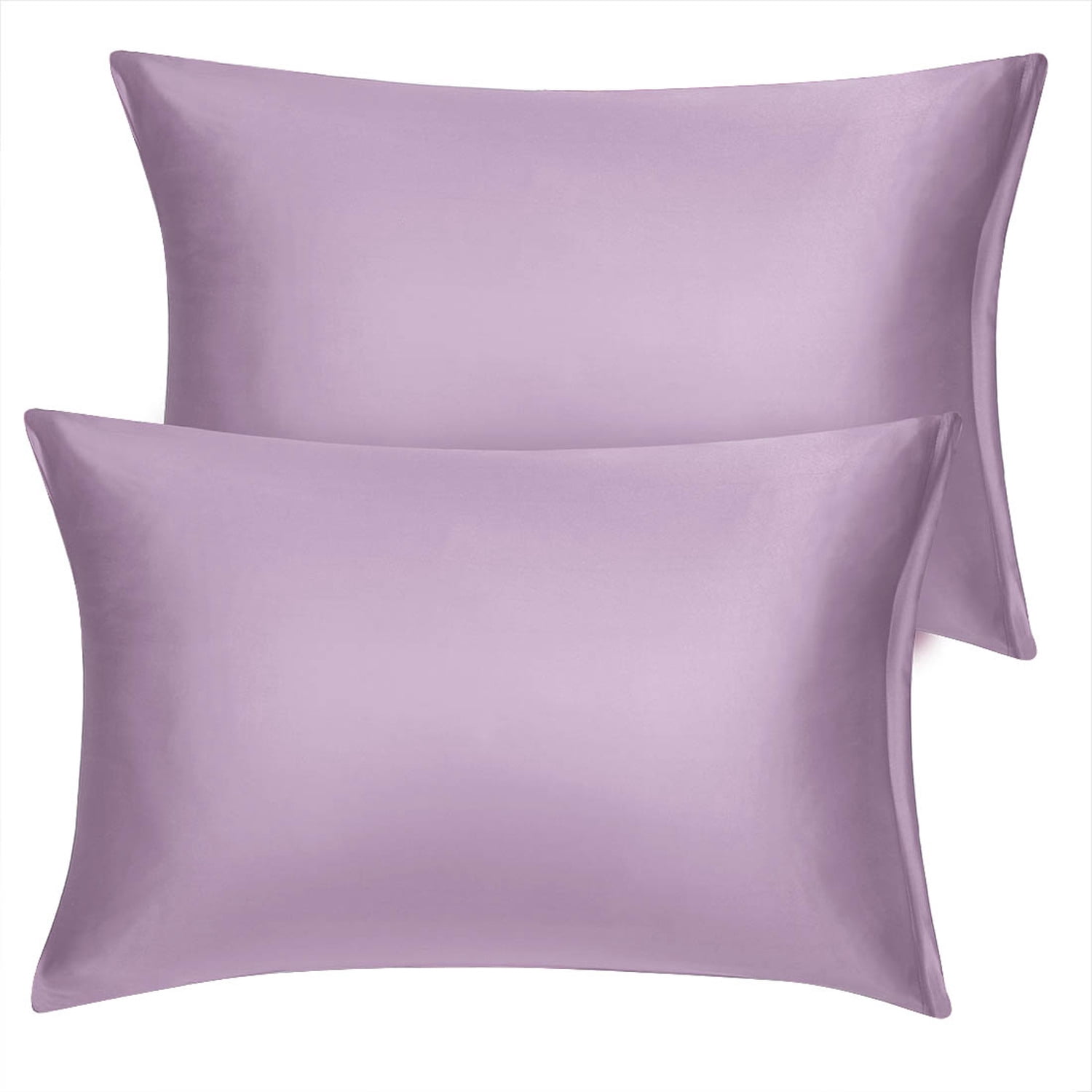 PiccoCasa 2 Pcs Satin Pillowcase Zippered Silky Sateen, Standard Mauve