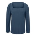 thumbnail image 4 of Meichang Women Tops Plus Size Square Neck Puff Long Sleeve Shirts Ribbed Knit Pullover Solid Loose Fit Side Slit Hem Blouses Business Casual Spring Tops, 4 of 4