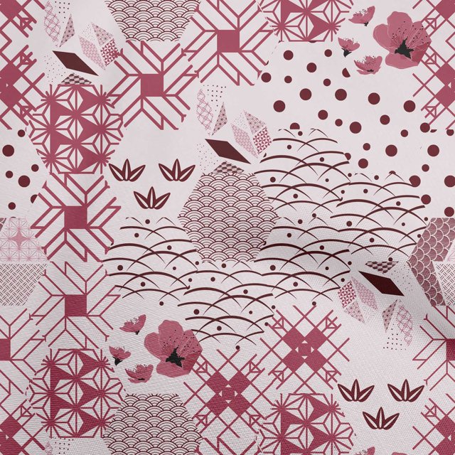 oneOone Georgette Viscose Pink Fabric Asian Japanese Pattern Craft Projects Decor Fabric Printed By The Yard 42 Inch Wide