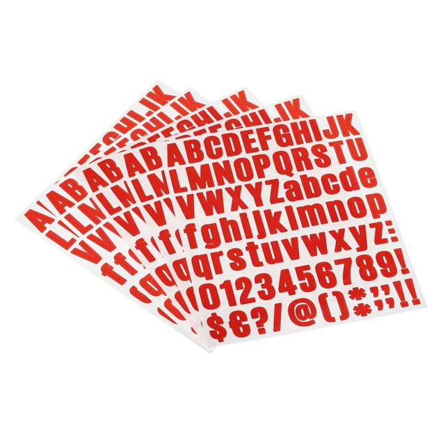 Unique Bargains Vinyl Self Adhesive Letter Number Sticker Decal Kit, Red 81 Piece 10 Sheets