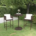 thumbnail image 1 of vidaXL Ensemble de Bar de Jardin 3 Pcs avec Coussins en Rotin Poly Brun, 1 of 5