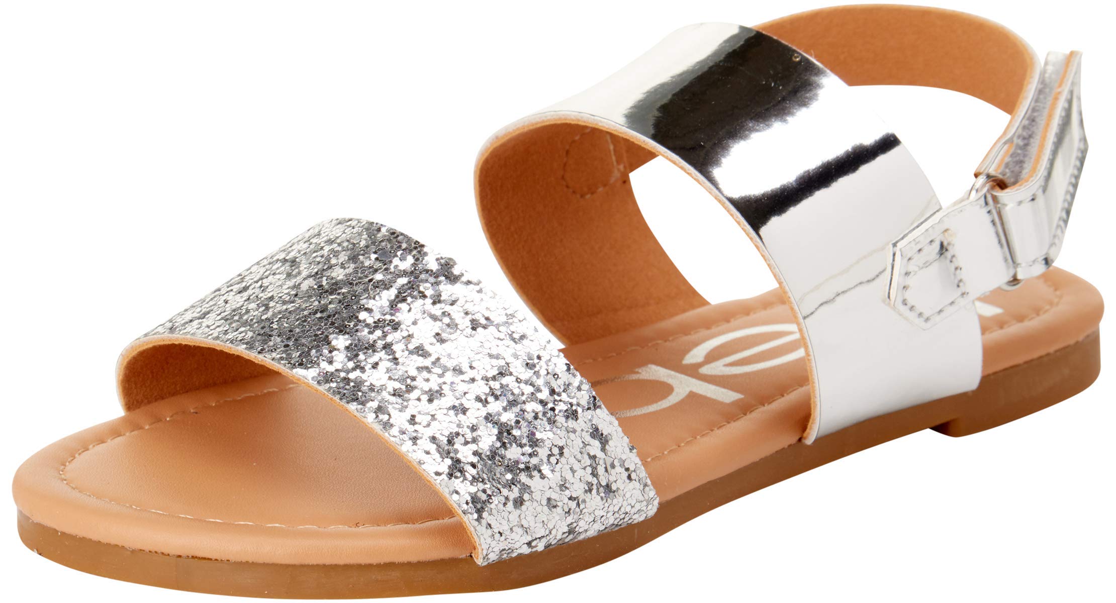 bebe Girls Metallic Sandals with Chunky Glitter Strap (Little Kid/Big Kid)