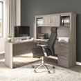 thumbnail image 3 of Bestar Logan 65W L Shaped Desk with Hutch in silver maple, 3 of 4
