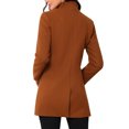 thumbnail image 3 of INSPIRE CHIC Women's Coat Mid Length Stand Collar Single Breasted Winter Outerwear Overcoat Light Brown Red M, 3 of 6