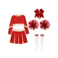 thumbnail image 4 of Sxiwei Kids Girls Cheerleading Uniform Cheer Outfits Metallic Patchwork Competition Performance Costume D02 14, 4 of 5