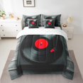 thumbnail image 2 of Ensemble de Literie Thème Musique 7 Pcs, Ensemble de Literie Cd Disque Simple, Imprimé Instrument de Musique, Lit Tout-en-un, Jazz Musique pour la Maison, Couettes, Noir, 2 of 5