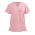 thumbnail image 2 of JDQJBZ Unisex Solid Color V Neck Pocket Top Short Sleeve Casual Work Shirt, 2 of 5