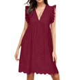 thumbnail image 1 of Ketyyh-chn99 Robes de Printemps pour Femmes Grande Taille Robe Mini Robe de Fête Manches Longues Robe Longue Confortable Vin,TG, 1 of 4