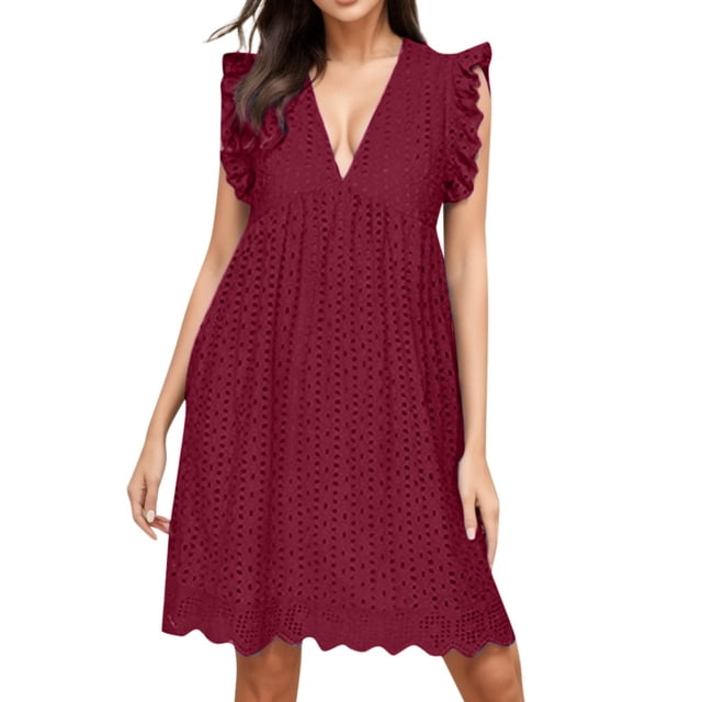 Ketyyh-chn99 Robes de Printemps pour Femmes Grande Taille Robe Mini Robe de Fête Manches Longues Robe Longue Confortable Vin,TG