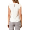 thumbnail image 3 of INSPIRE CHIC Women's Sleeveless Work Blouses Ruffled Pleated Chic Tops White M, 3 of 7