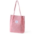 thumbnail image 1 of Walson Sacs Fourre-Tout en Velours Côtelé pour Femmes, Sac à Bandoulière Léger Réutilisable, Grande Capacité, Sacs de Magasinage, Sacs à Main Rétro Décontractés, Sangle Renforcée, Rose Vif, 1 of 8