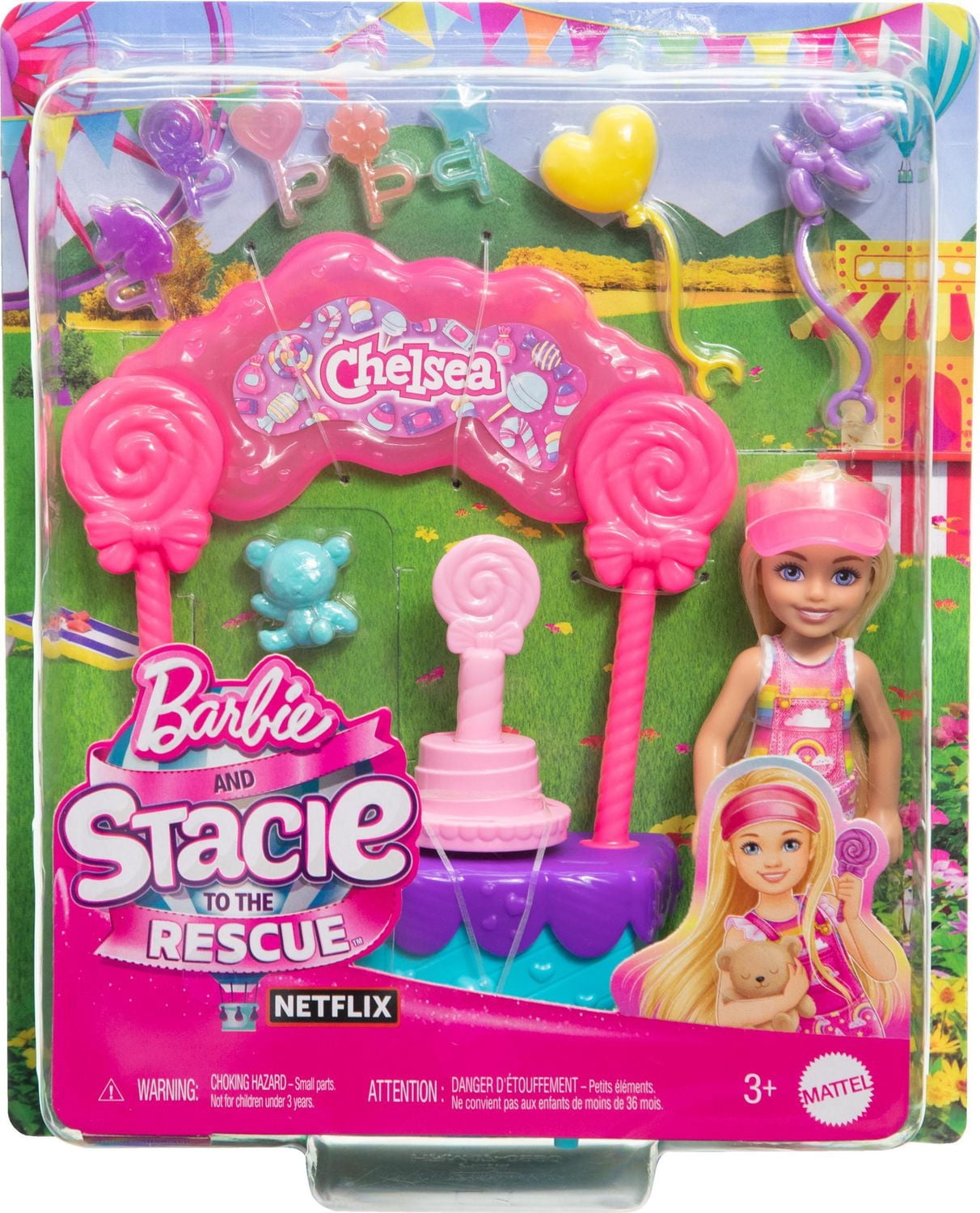 Barbie Chelsea Doll & Lollipop Stand, 10-Piece Toy Playset with Accessories