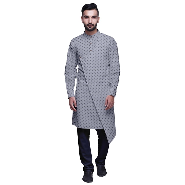 Atasi Designer Kurta Pajama For Men Printed Angrakha Kurta Set Summer Clothing