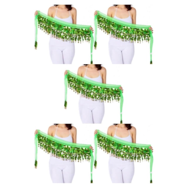 ziyahi Durable And Firm Lightweight Hip Scarf For Belly Dance Performances Wide Application Blended light green 5Set