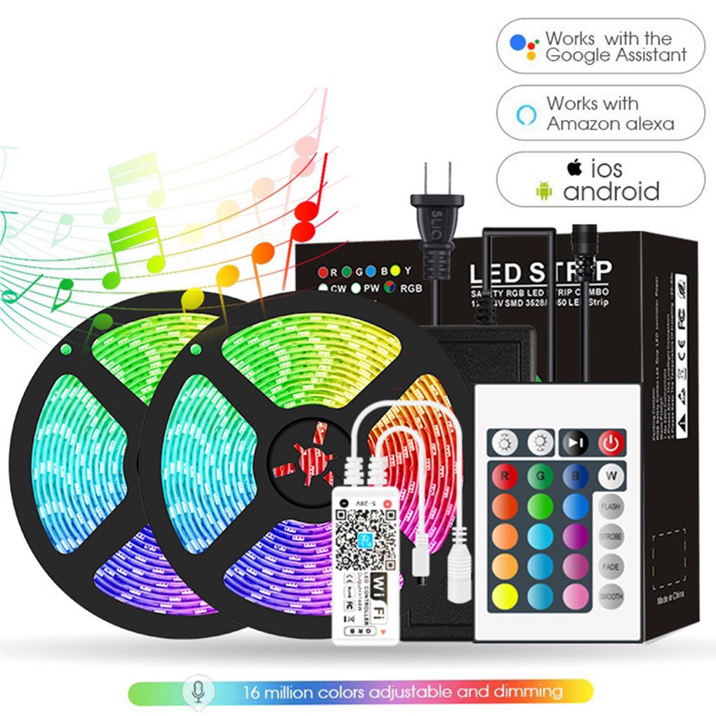 yingyy 10m RGB LED Strip Lights WiFi Control LED Strips Light Dimmable Colorful Light Sync with Music
