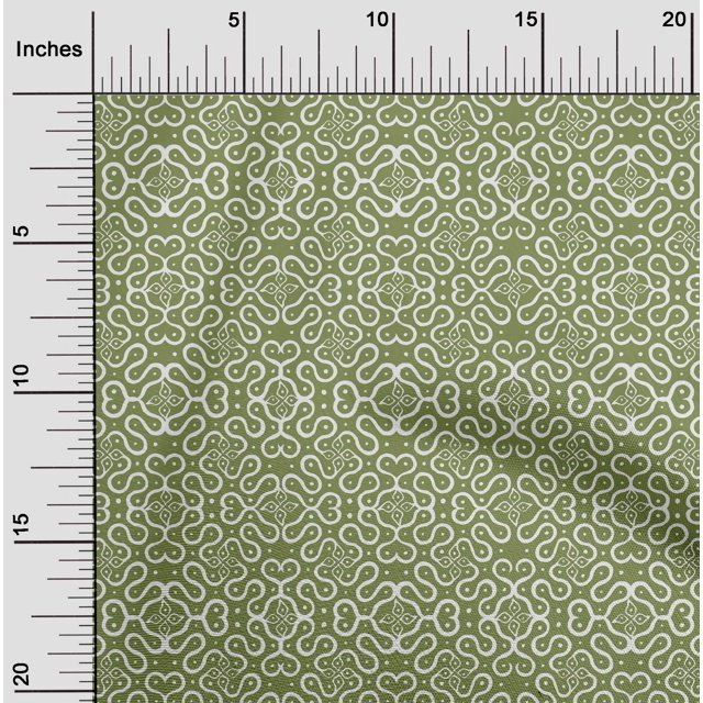 oneOone Viscose Jersey Fabric Leaves & Swirl Block Print Sewing Fabric BTY 60 Inch Wide