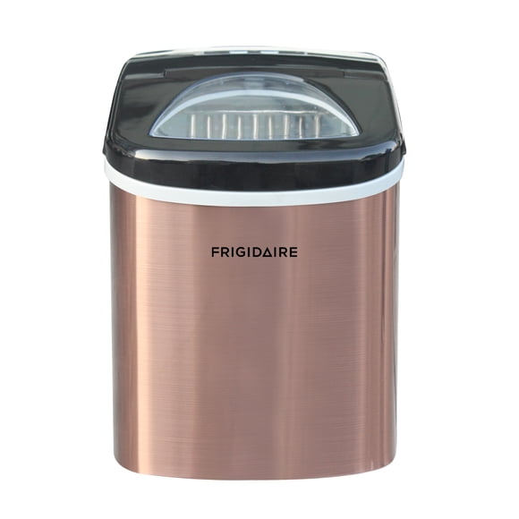 Machine à glaçons Frigidaire de 12 kg (26 lb), modèle Bullet, à poser sur le comptoir, avec commandes LED, en acier inoxydable cuivré.