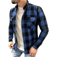 thumbnail image 1 of Chemise à Manches Longues pour Homme Mode Homme Décontractée Confortable Col à Revers Chemise à Carreaux Veste Haut à Manches Longues, 1 of 3