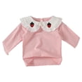 thumbnail image 2 of Cowsor Girls Soft Ribbed Peter Pan Collar Bow T-Shirt Sweet and Ribbed Knit Casua Cute Tops, 2 of 3
