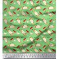 thumbnail image 1 of Soimoi Green Rayon Fabric Red Chilli & Tacos Food Print Fabric by Yard 56 Inch Wide, 1 of 1