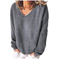 thumbnail image 1 of Yuyuzo Womens Fall Sweatshirts Long Sleeve Round Neck Solid Color Loose Comfy Casual Pullover Tops, 1 of 3