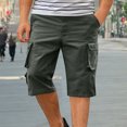 thumbnail image 1 of Sentmoon Mens Cargo Shorts Lightweight Drawstring Elastic Waist Swimsuit Multiple Pockets Straight Wide Leg Solid Color Basketball Shorts 2025 Summer Sport Male for Leisure Wear Army Green XXL, 1 of 6