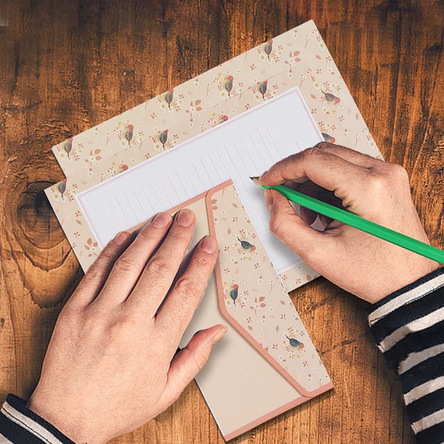 Fasiaou 9 PCS Stationery Set with Envelopes,6 Writing Paper+3 Envelopes,Cute Lined Stationery Paper for Writing Letters Invitations Poem Office School Supplies