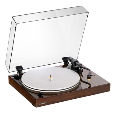 Fluance Tourne-Disque Vinyle Haute Fidélité de Référence RT85N avec Cartouche Nagaoka MP-110, Plateau en Acrylique, Moteur à Contrôle de Vitesse, Socle en Bois MDF de Grande Masse, Pieds d'Isolation des Vibrations - Noyer
