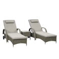 thumbnail image 1 of Wicker Patio Lounger Set with Cushions, Reclining Lounger, Mixed Grey, 1 of 10