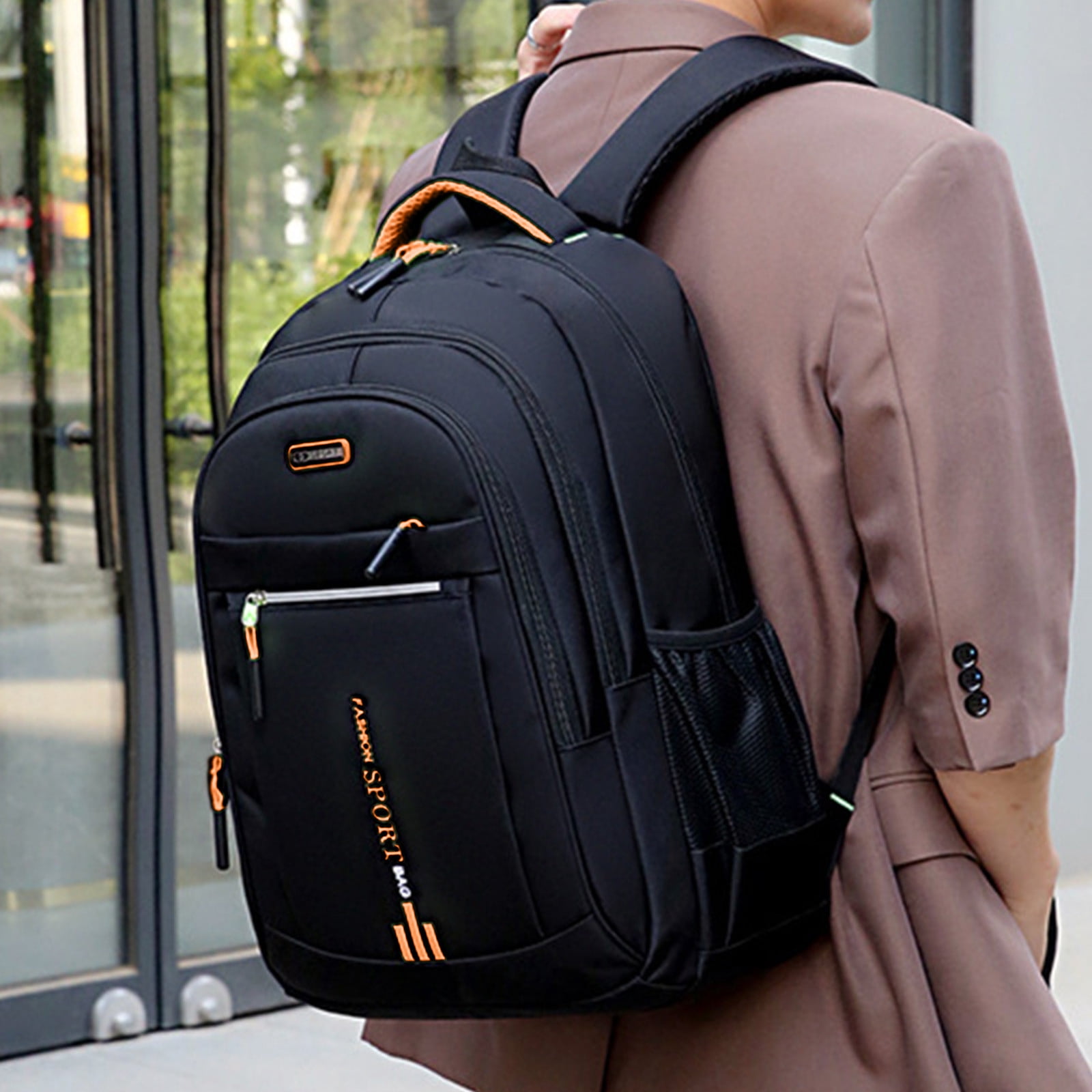 Travel Backpack, Staron 2026 Large Capacity Water-Resistant Nylon Laptop Backpack, Stylish Outdoor Commuter School Bag with Ergonomic Straps for Men Women, Orange