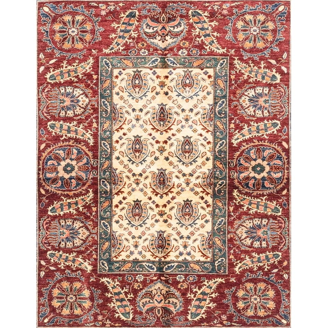 Ahgly Company Indoor Rectangle Abstract Fire Brick Red Oriental Area Rugs, 2' x 4'