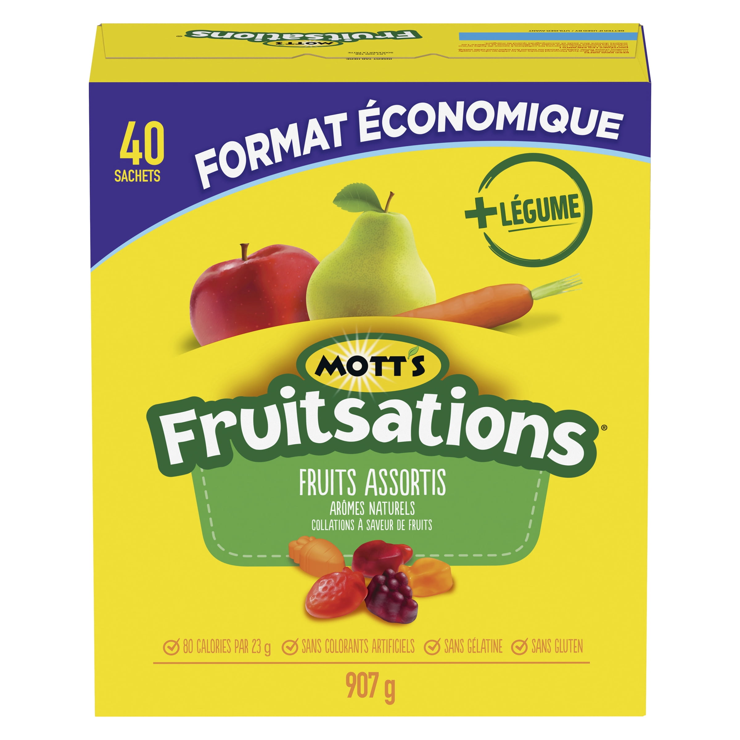 Mott's Fruitsations + Veggie Gluten Free Assorted Fruit Flavoured Snacks, Kids Snacks, 40 Packs