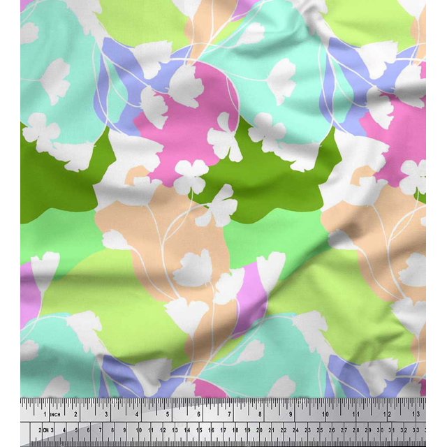 Soimoi Poly Georgette Fabric Floral Shirting Print Sewing Fabric Yard 42 Inch Wide