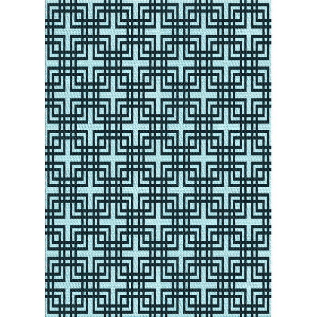 Ahgly Company Machine Washable Indoor Rectangle Transitional Blue Lagoon Blue Area Rugs, 2' x 3'