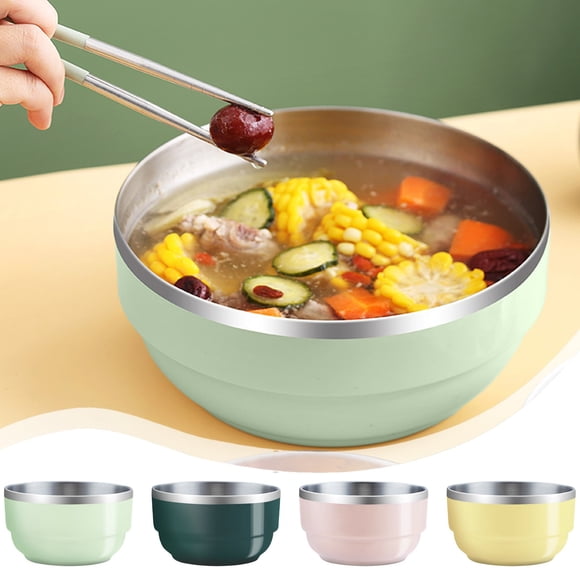 Bowayaoa Ensemble de Bols en Acier Inoxydable, Bols Isolés à Double Paroi pour Aliments Chauds et Froids, Bols Portatifs pour Salade de Fruits, Bols de Service Empilables et Emboîtables pour la Cuisine et les Repas en Plein Air