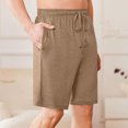 thumbnail image 3 of yoeyez Mens Athletic Shorts 7 Inch Inseam,Men's Solid Color Elastic Waist Button Shorts Casual Beach Shorts Summer Shorts Breathable Daily Basic Pants With Pockets Khaki,XL, 3 of 6