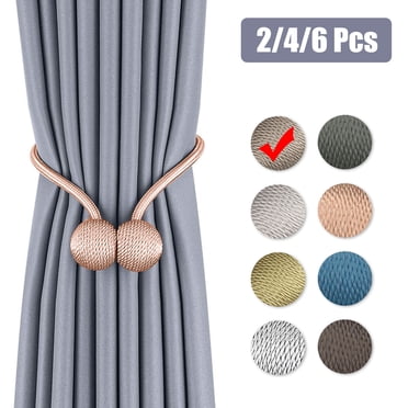 2/4/6pcs Magnetic Curtain Tiebacks Holdbacks, Decorative Rope Holdback Holder Curtain Buckle Window Tie Backs Holders for Big Wide or Thick Window Drapries,The Most Convenient Drape Tie Backs, 16"