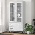 thumbnail image 1 of vidaXL Adult Standard Tall Bookcase with Metal Legs White 85x35x172.5 cm Solid Wood OSLO, 1 of 5
