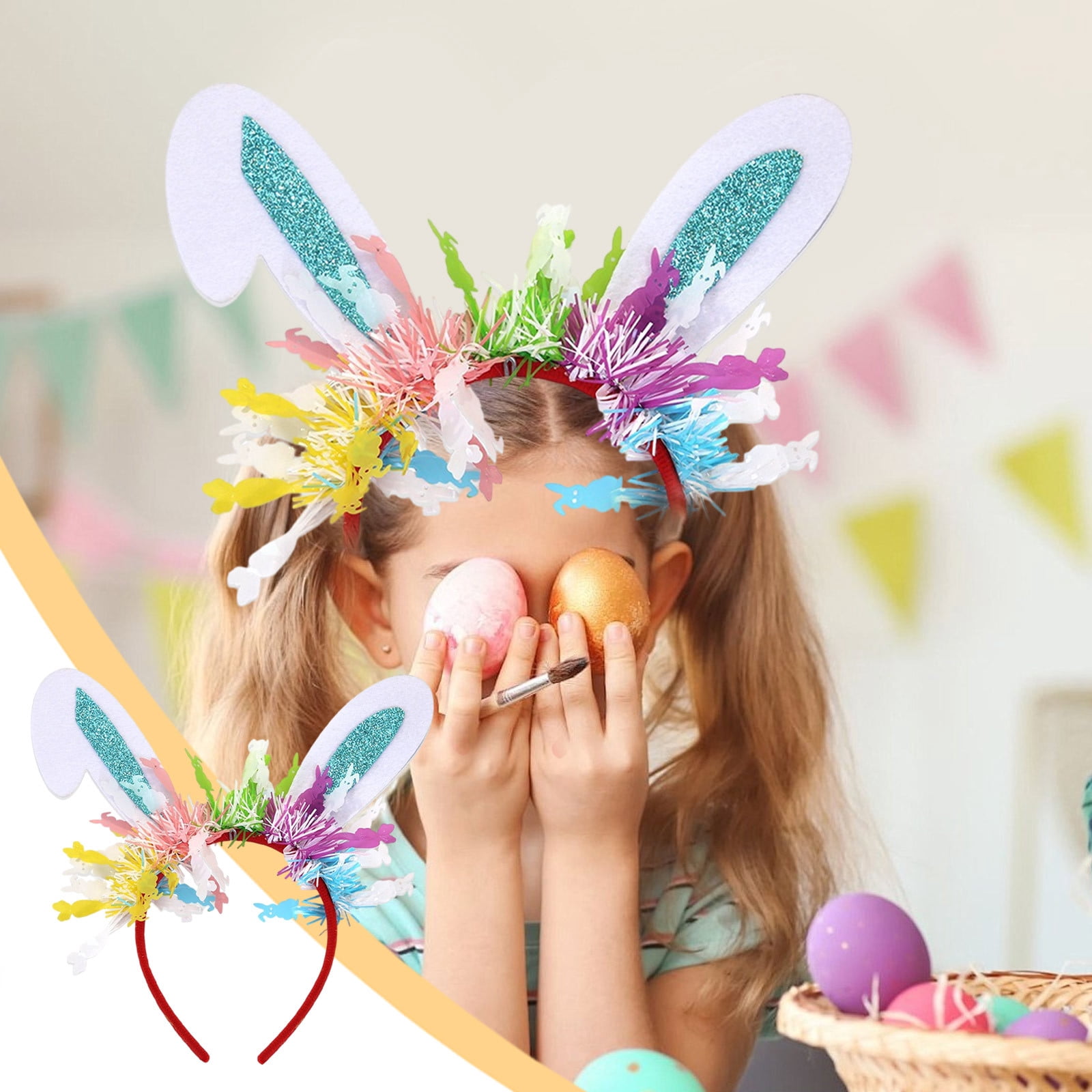 Lot De 4 Serre-Tête Oreilles De Lapin En Peluche – Accessoire Costume Carnaval, Pâques, Halloween – Enfant Et Adulte