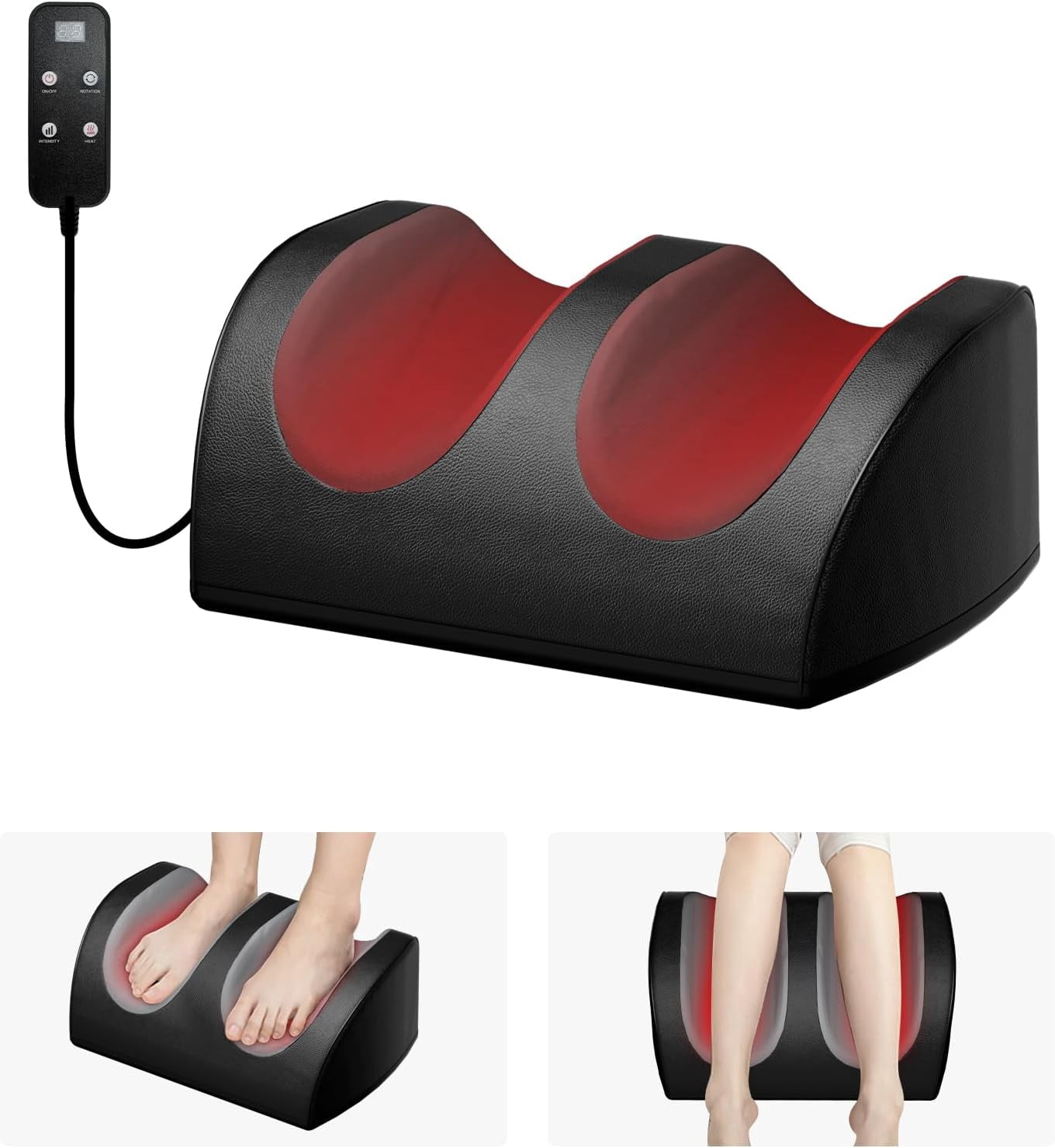 Shiatsu Foot Massager with Heat, Deep Tissue Kneading Foot & Calf Massager for Pain Relief, Plantar Fasciitis, Neuropathy - Gifts for Men & Women