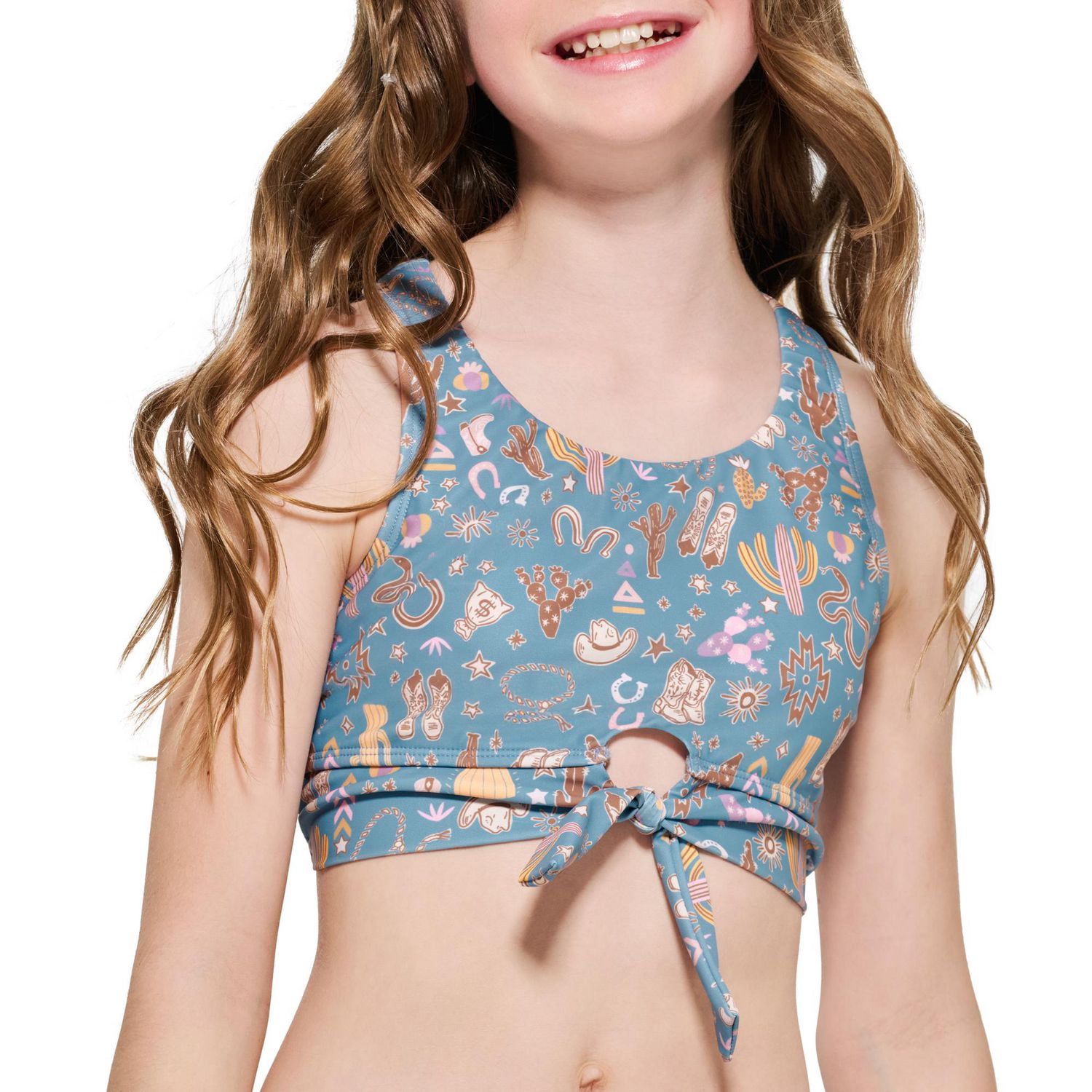 Ensemble bikini imprimé avec nœud à l’avant pour fille Summer Flirtt