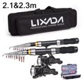 thumbnail image 1 of Lixada Fishing Rod Reel Combo Full Kit with 2.1m 2. Telescopic Fishing Rods 2PCS Spinning Reels Set with Hooks Soft Lures Barrel Swivels Storage Bag, 1 of 7