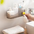 thumbnail image 4 of Popular Home Essentials, Wall Mounted Bathroom Shelf No Drill Adhesive Organizer for Toilet Shower Saving Storage Rack for Cosmetics Toothbrush Towel, 4 of 8