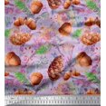 thumbnail image 1 of Soimoi Purple polyester Crepe Fabric Apricot, polyester & Oaknut Fruits Decor Fabric Printed BTY 42 Inch Wide, 1 of 3
