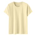 thumbnail image 3 of LNGOOR Économies d'Été! Hauts d'Été Grande Taille pour Femmes 2024 Mode Décontractée Col Rond Manches Courtes T-Shirts Coupe Ample Chandail Blouse Rouge P, 3 of 5