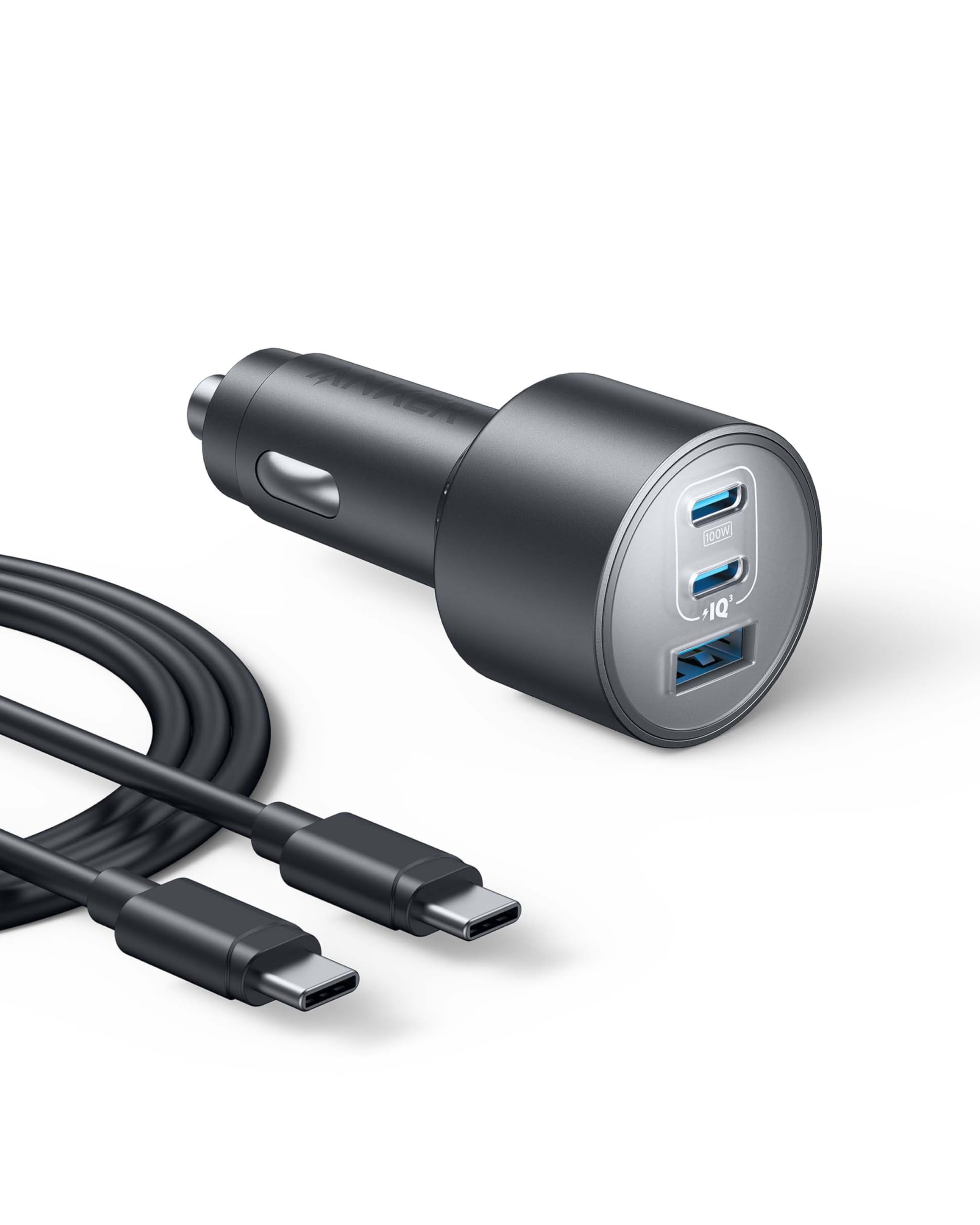Anker iPhone 16 USB-C Car Charger, 167.5W Max 3-Port Ultra-Compact Type-C Fast iPhone Car Charger, for MacBook Pro/Air, iPhone 15/14 / 13 Series, Samsung S24 / S23, iPad Pro, Air