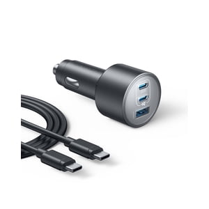Anker iPhone 16 USB-C Chargeur de voiture, 167.5W Max 3-Port Type-C ultra-compact rapide iPhone Chargeur de voiture, pour MacBook Pro/Air, iPhone 15/14 / 13 Series, Samsung S24 / S23, iPad Pro, Air