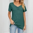 thumbnail image 2 of Timegard Hauts pour Femmes Manches Courtes Col en V Froncé Blouse Confortable Tunique Décontractée à Porter avec des Leggings, 2 of 6